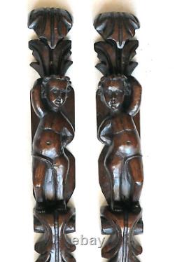 2 wood panelings 17th century / high period, putti, carved wood