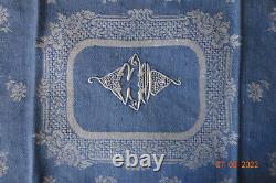 2m25 X 1m56 Damasked Tablecloth With Pattern Placed Monogram CD Epoch Napoleon III