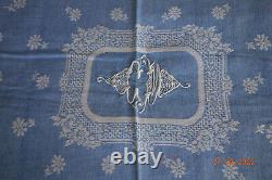 2m25 X 1m56 Damasked Tablecloth With Pattern Placed Monogram CD Epoch Napoleon III