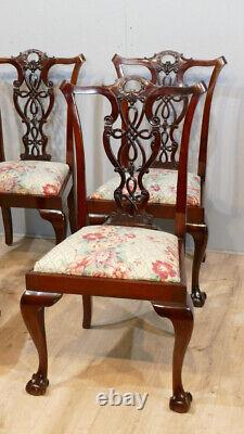 4 Chippendale Chairs In Mahogany Sculpted Era XIX Century