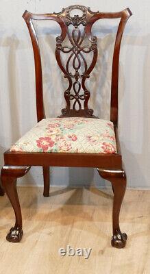 4 Chippendale Chairs In Mahogany Sculpted Era XIX Century