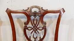 4 Chippendale Chairs In Mahogany Sculpted Era XIX Century