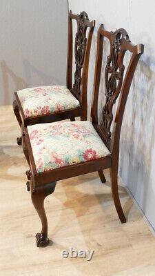 4 Chippendale Chairs In Mahogany Sculpted Era XIX Century