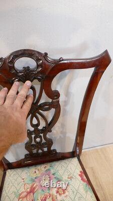 4 Chippendale Chairs In Mahogany Sculpted Era XIX Century