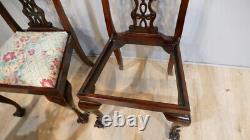 4 Chippendale Chairs In Mahogany Sculpted Era XIX Century