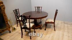 4 Chippendale Chairs In Mahogany Sculpted Era XIX Century