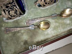 4 Salt And 4 Tablespoons Silver Punch Neck Brace Era Nineteenth Century