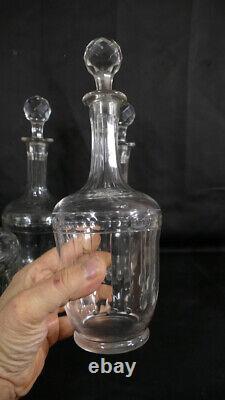 4 Wine And Water Identical Carafes In Cut Crystal, 19th Century