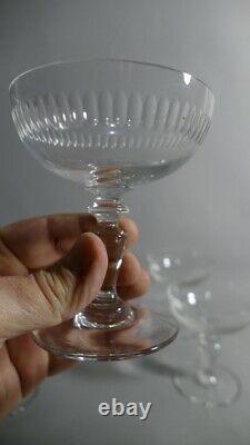 6 Champagne Cups En Cristal Taillé Époque End Xixth