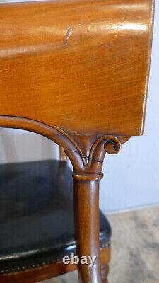 6 Charles X mahogany and leather bandeau chairs, early 19th century period