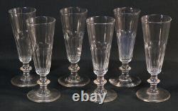6 Crystal Cut Champagne Flutes from the 19th Century