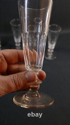 6 Crystal Cut Champagne Flutes from the 19th Century