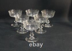 6 Engraved Crystal Champagne Flutes, 19th Century