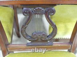 6 Lyre Chairs in Empire Style in Mahogany, Late 19th Century