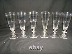 6 cut crystal flutes from Baccarat, Caton model, late 19th century