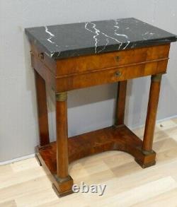 63 Cm, Petite Console Epoque Empire En Noyer À Colonnes Détachées, Xixème