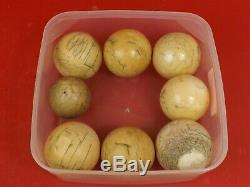 8 Antique Billiard Balls. Napoleon III Period, 19th Century. Snooker Ball