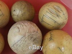 8 Antique Billiard Balls. Napoleon III Period, 19th Century. Snooker Ball