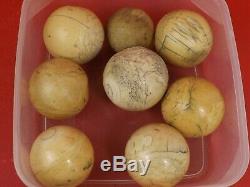 8 Antique Billiard Balls. Napoleon III Period, 19th Century. Snooker Ball