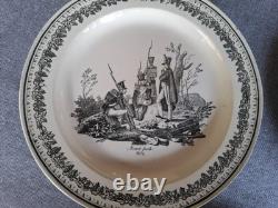 8 Talking Plates in Montereau Faience by Legros Coquelet 19th Century 8 Talking Plates in Montereau Faience by Legros Coquelet 19th Century