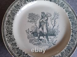 8 Talking Plates in Montereau Faience by Legros Coquelet 19th Century 8 Talking Plates in Montereau Faience by Legros Coquelet 19th Century
