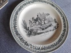 8 Talking Plates in Montereau Faience by Legros Coquelet 19th Century 8 Talking Plates in Montereau Faience by Legros Coquelet 19th Century