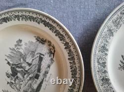 8 Talking Plates in Montereau Faience by Legros Coquelet 19th Century 8 Talking Plates in Montereau Faience by Legros Coquelet 19th Century