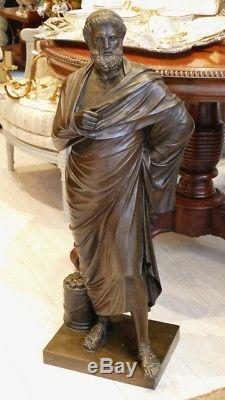 87 Cm! Sophocles, Large Barbedienne Bronze, Time XIX
