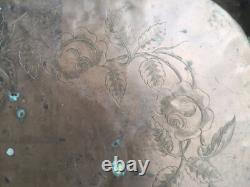 ANCIENT LARGE COPPER PLATTER Engraved Flowers EMPIRE PERIOD 19th Century Palmettes
