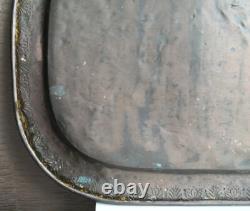 ANCIENT LARGE PLATEAU in COPPER Engraved Flowers EMPIRE PERIOD 19th Century Palmettes