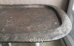 ANCIENT LARGE PLATEAU in COPPER Engraved Flowers EMPIRE PERIOD 19th Century Palmettes