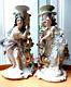 Ancient Pair Of Porcelain And Biscuit Candlesticks 19th Century
