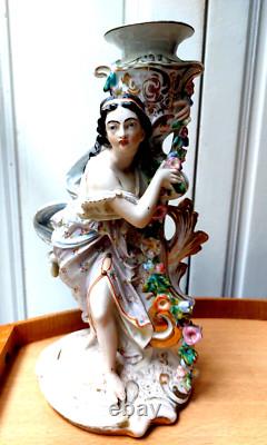 ANCIENT PAIR OF PORCELAIN AND BISCUIT CANDLESTICKS 19TH CENTURY