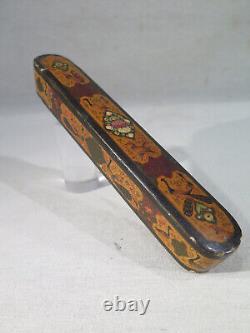 ANTIQUE PRETTY QAJAR PEN CASE DECORATED WITH PAINTED LACQUER BIRDS PERSIAN 19TH CENTURY