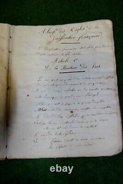 Abbreviated Manuscript Book of the Rules of French Versification Era 1st Empire