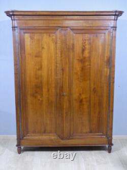 About Louis XVI Armoire with Fluting in Solid Cherry, Late 19th Century