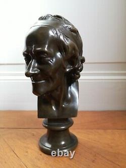 After Houdon Bronze Bust Of Voltaire 19th Century Philosopher France