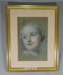 After Quentin De La Tour, Portrait Of A Young Woman, Pastel Era Xixth