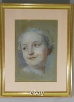 After Quentin De La Tour, Portrait Of A Young Woman, Pastel Era Xixth