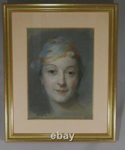 After Quentin De La Tour, Portrait Of Mademoiselle Fel, Pastel Era Xixth