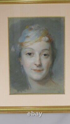 After Quentin De La Tour, Portrait Of Mademoiselle Fel, Pastel Era Xixth