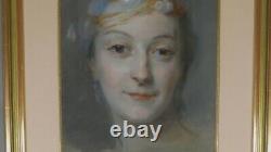 After Quentin De La Tour, Portrait Of Mademoiselle Fel, Pastel Era Xixth