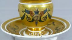 Aged Chocolat Cup Empire In Porcelain Painted At The Hand And Doré, Xixth