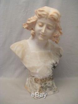 Alabaster Sculpture Bust Woman Late Nineteenth Century