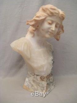 Alabaster Sculpture Bust Woman Late Nineteenth Century