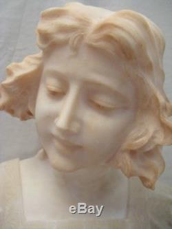 Alabaster Sculpture Bust Woman Late Nineteenth Century