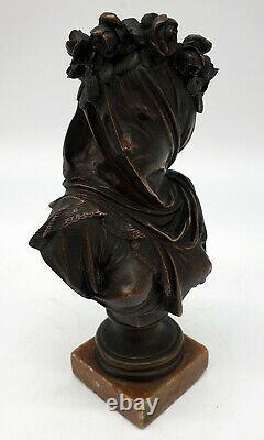 Albert Ernest Carrier Belleuse Bronze Vestale Veiled 19th Century
