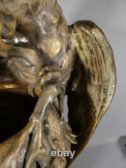 Amphora Austria, very large ceramic vase with cockatoos, late 19th century