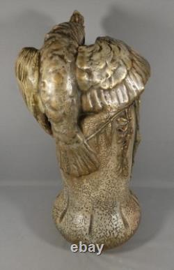 Amphora Austria, very large ceramic vase with cockatoos, late 19th century