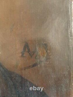 Ancien Beau Tableau Pst Portrait Man Bourgeois Xixe Époque Restoration